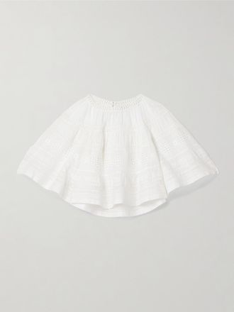 Isabel Marant Blusa In Voile Di Misto Cotone Biologico Sangallo Con Finiture Crochet Dilama - Bianco