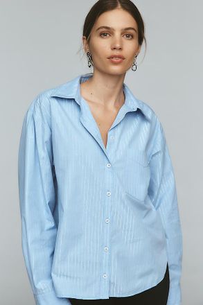 Maeve The Shrunken Bennet Lurex Stripe Buttondown Shirt by Maeve