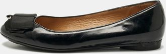 Ferragamo Black Patent Leather Bow Ballet Flats