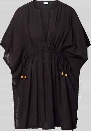 Jake*s Casual Kaftan aus Baumwolle mit V-Ausschnitt in Black, Gr&ouml;&szlig;e L/XL