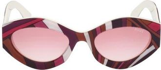 Emilio Pucci 54mm Gradient Geometric Sunglasses in White Pattern /Grad Fuschia at Nordstrom