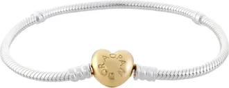 Pandora Heart Clasp Snake Chain Bracelet, Size 17