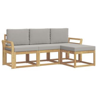 vidaXL Conjunto De Sof&aacute;s De Exterior 4 Pcs Blanco Y Gris Claro Vidaxl