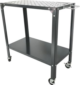 Relaxdays Relaxdays Mesa De Soldadura Con Ruedas, Banco Con Placa Perforada, Hbt: 91,5x88x46 Cm, Para Taller, Acero Gris