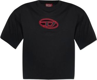 Diesel Tops, Dames, Zwart, XS, Katoen, T-shirt T-Buxt-Crop-Od