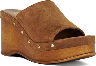 Dune London Womens Ladies Kule - Wedge Mule - Brown Leather - Size UK 8