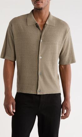 Frame Denim Linen & Silk Blend Button-Up Shirt in Dusty Beige at Nordstrom, Size Xx-Large