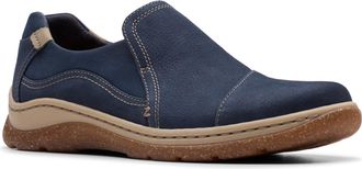 Clarks Womens Orlene Slip Loafer Flat, Navy Nubuck, 7 Narrow