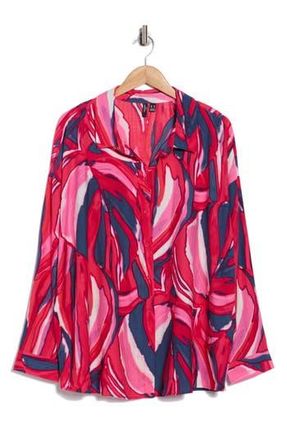 Vero Moda Violet Long Sleeve Button Up Shirt in Jazzy Aop Violet at Nordstrom Rack, Size 14W