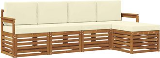 vidaXL Conjunto De Sof&aacute;s De Exterior 5 Uds. Natural Y Crema Vidaxl