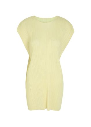 Pleats Please Issey Miyake Pleated Woven Mini Dress - Yellow Light - 3