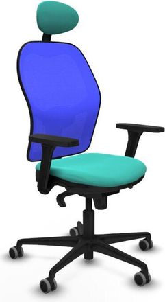 Piqueras y Crespo Piqueras Y Crespo - Jorquera Sincro Malla Azul Similpiel Turquesa Brazos 3d Base Nailon Cabecero Fijo Ruedas 65mm Engomada