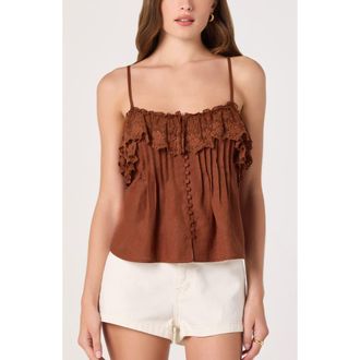 ASTR the Label Nellie Lace Trim Pintucked Tank in Rust Brown at Nordstrom, Size X-Small