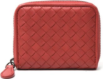 Bottega Veneta Intrecciato Red Color Leather Coin Purse/Coin Case (Pre-Owned)