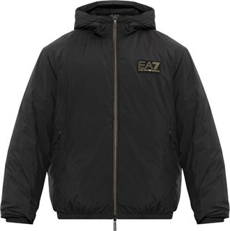 Emporio Armani Ge&iuml;soleerd Jack met Capuchon - Heren - Winterjassen - Zwart - S - Leer - Jassen