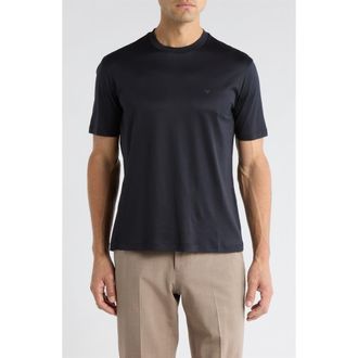 Emporio Armani Lyocell & Cotton T-Shirt in Solid Blue Navy at Nordstrom, Size Xx-Large
