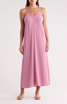 Lovestitch Mesh Racerback Cotton Gauze Midi Dress in Orchid at Nordstrom Rack, Size Medium