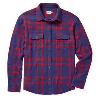 Fair Harbor Mens Dunewood Ultra-Stretch Flannel Shirt Red XXL