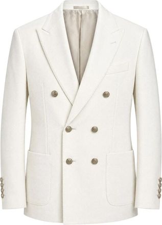 Eleventy Dubbelrijige blazer van katoen met textuur en comfort - Heren - Blazers - Beige - XL - Katoen - Jassen