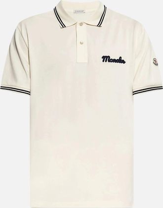 Moncler Mens Branded Cotton Polo Shirt Beige - Cream - Size: 40