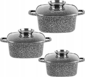 OEM Juego De 6 Macetas Cuadradas De Granito Aroma 20/24/28cm