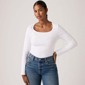 Levi's Essential Square Neck Long Sleeve Tee - Womens - XS - White