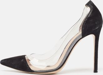 Gianvito Rossi Black Suede And Pvc Plexi Pumps