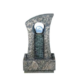PRIMROSE Ripple Effect Crystal Ball Water Feature with White LED Lights 59cm in Grey