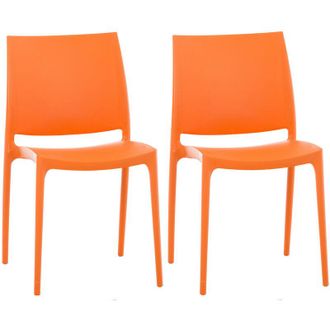 Clp Set De 2 Sillas Apilables Maya Naranja