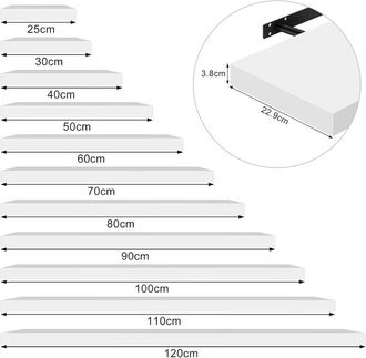 Woltu Woltu - High Gloss Floating Shelf Shelves Display Unit Wall Mounted bookcases 3 x White 120 cm