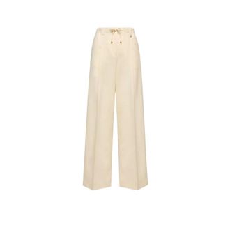 Moncler Broeken, Dames, Beige, 2Xs, Wol, Wool Gabardine Tailored Broeken