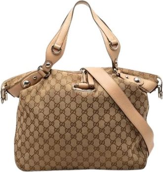 Gucci Pre-owned Handbags, female, Beige, Size: ONE SIZE Pre-owned Canvas Handbag