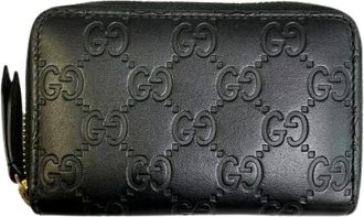 Gucci Pre-owned Wallets, male, Black, Size: ONE SIZE Pre-owned Signature Leather Coin Card Case