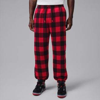 Nike Jordan Mens Jordan Brooklyn Brushed Fleece Cuffed Pants in Red | IM9820-687