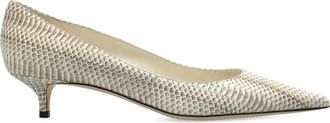 Jimmy Choo London Amelia 40mm pumps met puntige neus en slangenleerprint - Beige