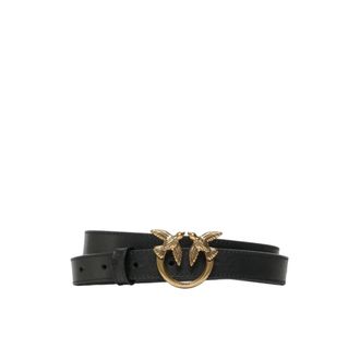 Pinko Love Birds Slim Belt - Dames - Riemen - Zwart - XS - Leer - Accessoires