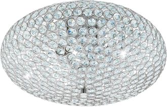 Loops Flush Ceiling Light Colour Chrome Plated Shade Clear Crystal Bulb E27 3x60W