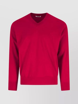 Auralee v-neck sweater with ribbed cuffs and hem