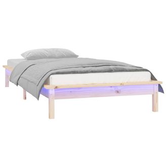 Berkfield Home LED Bed Frame 75x190 cm Small Single Solid Wood in Light Tan