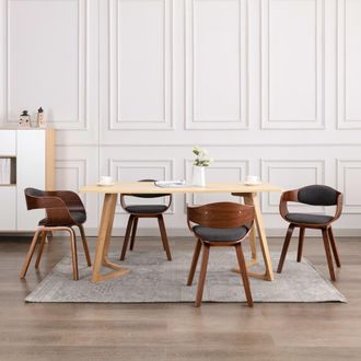 vidaXL Sillas De Comedor 6 Unidades Madera Curvada Y Tela Gris Vidaxl