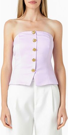 endless rose Strapless Button-Up Top in Lilac at Nordstrom, Size X-Small