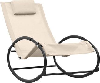 vidaXL Tumbona Con Almohada Acero Y Textilene Crema Vidaxl