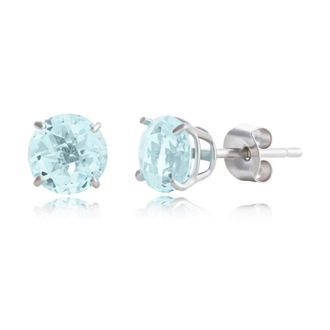 MAX + STONE 10k Yellow or White Gold 6mm Round Checkerboard Cut Gemstone Stud Earrings