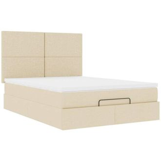 vidaXL Vidaxl - Estructura De Cama Otomana Con Colch&oacute;n Tela Crema 140x200cm