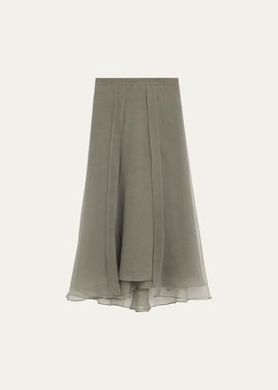 Brunello Cucinelli Layered Crispy Silk Maxi Circle Skirt