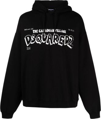 Dsquared2 logo-print cotton hoodie - men - Cotton - S - Black