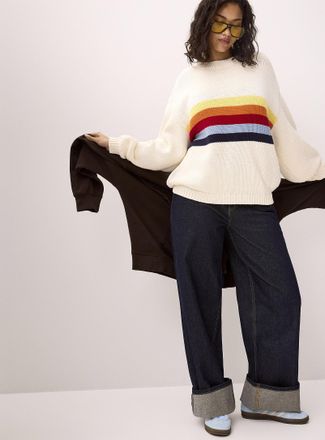 Twik Womens Retro stripes loose sweater