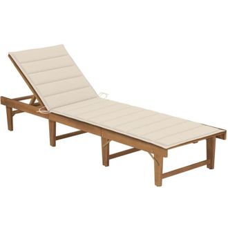 vidaXL Tumbona Plegable Con Coj&iacute;n Madera Maciza De Acacia Vidaxl