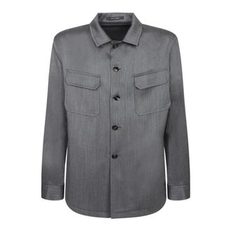 Tagliatore Light Jackets, male, Gray, Size: XL Wool Overshirt