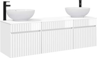 vidaXL Juego De Muebles De Ba&ntilde;o 3 Uds. Blanco Brillante Vidaxl